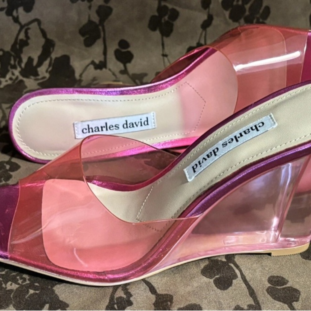 Charles David Espy Flamingo Pink Wedge Sandals
